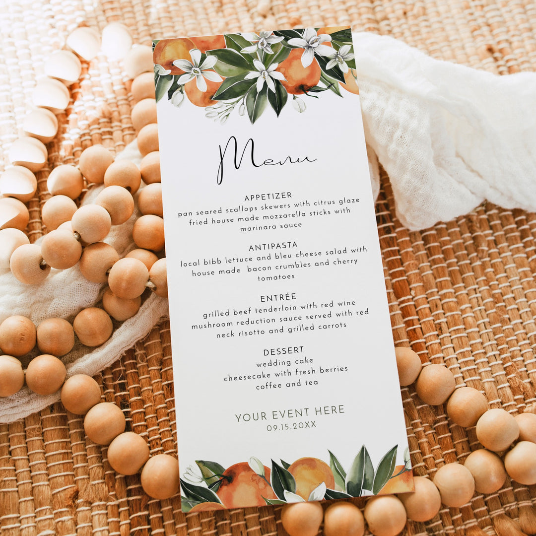 CALLIOPE Little Cutie On the Way Clementine Menu Cards