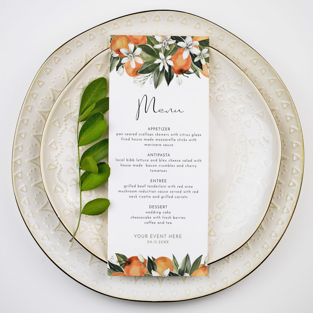 CALLIOPE Little Cutie On the Way Clementine Menu Cards