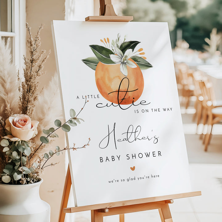 CALLIOPE Little Cutie On the Way Clementine Baby Shower Welcome Sign