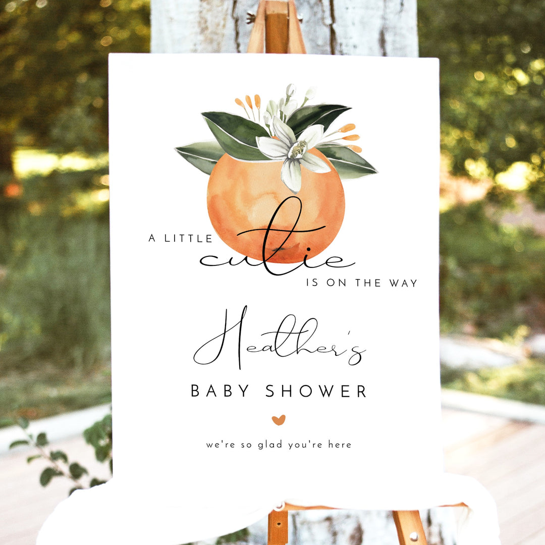 CALLIOPE Little Cutie On the Way Clementine Baby Shower Welcome Sign