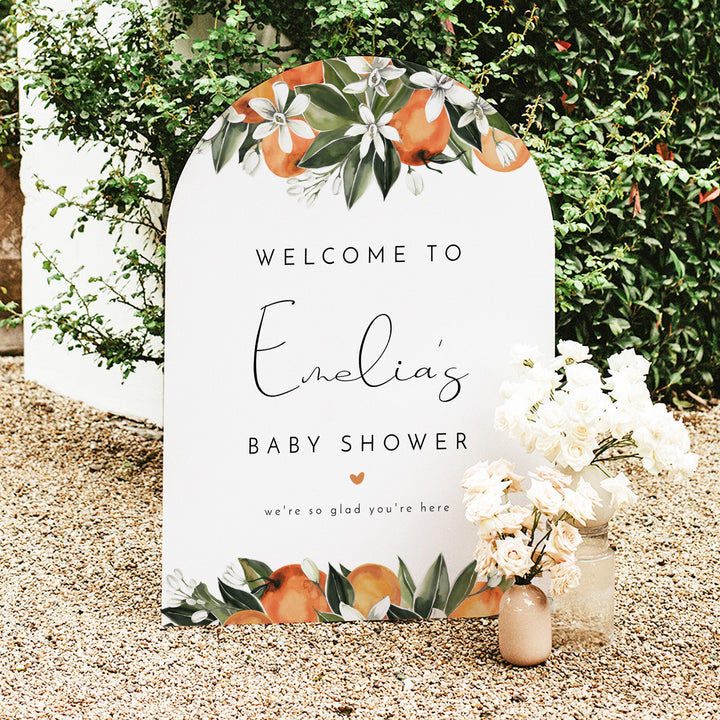 CALLIOPE Clementine Little Cutie On the Way Baby Shower Welcome Sign