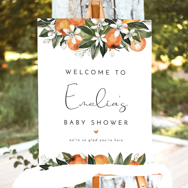 CALLIOPE Clementine Little Cutie On the Way Baby Shower Welcome Sign