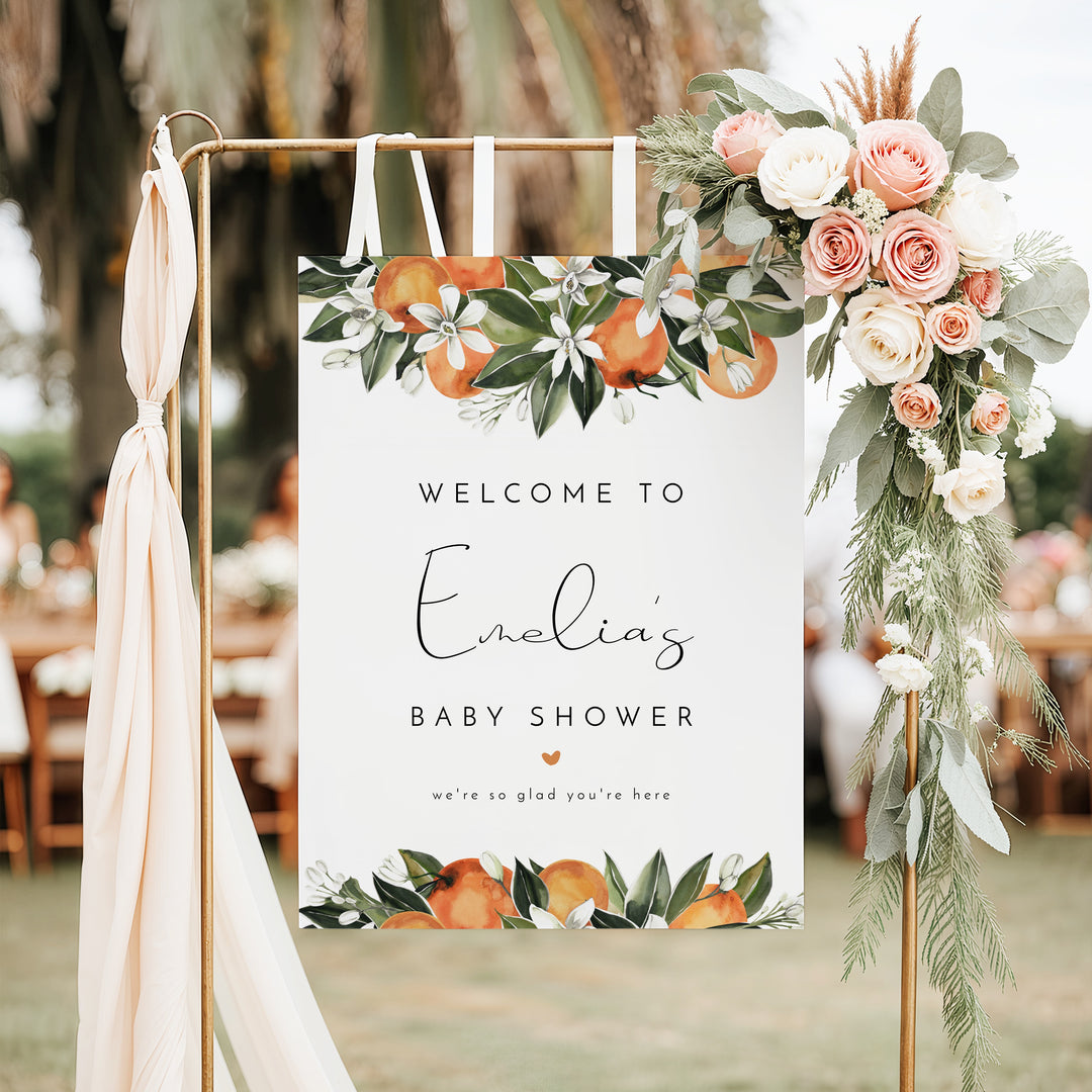 CALLIOPE Clementine Little Cutie On the Way Baby Shower Welcome Sign