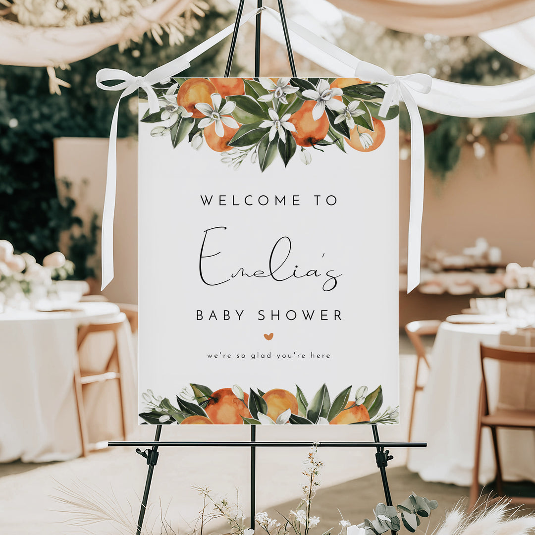 CALLIOPE Clementine Little Cutie On the Way Baby Shower Welcome Sign