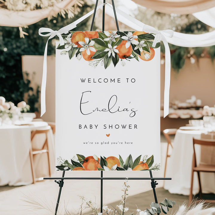 CALLIOPE Clementine Little Cutie On the Way Baby Shower Welcome Sign