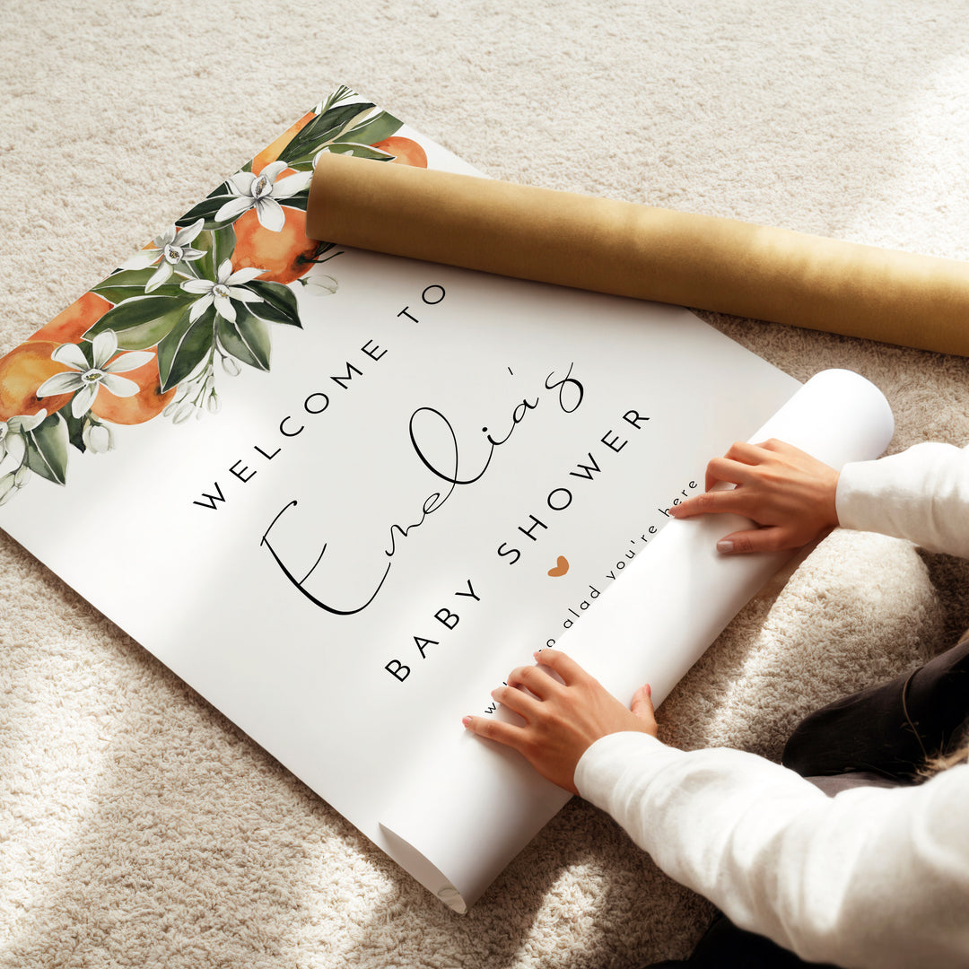 CALLIOPE Clementine Little Cutie On the Way Baby Shower Welcome Sign