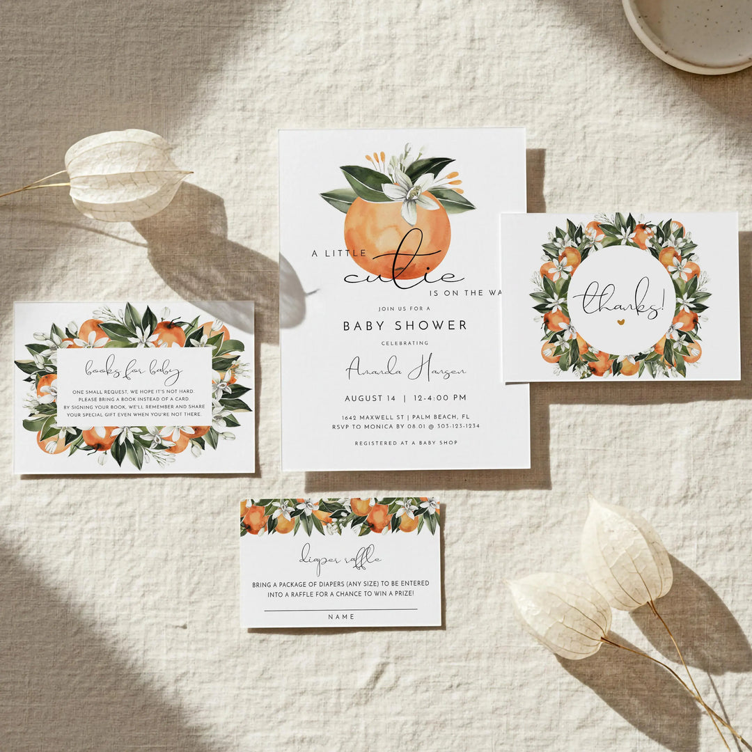 CALLIOPE Little Cutie On the Way Baby Shower Invitation Bundle