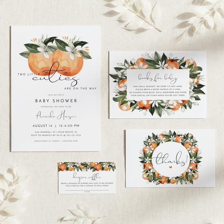 CALLIOPE Two Little Cuties On the Way Twin Baby Shower Invitation Bundle