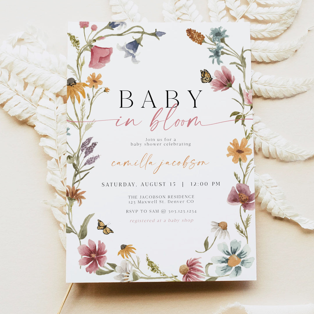CAMILLA Baby in Bloom Wildflower Baby Shower Invitation Set
