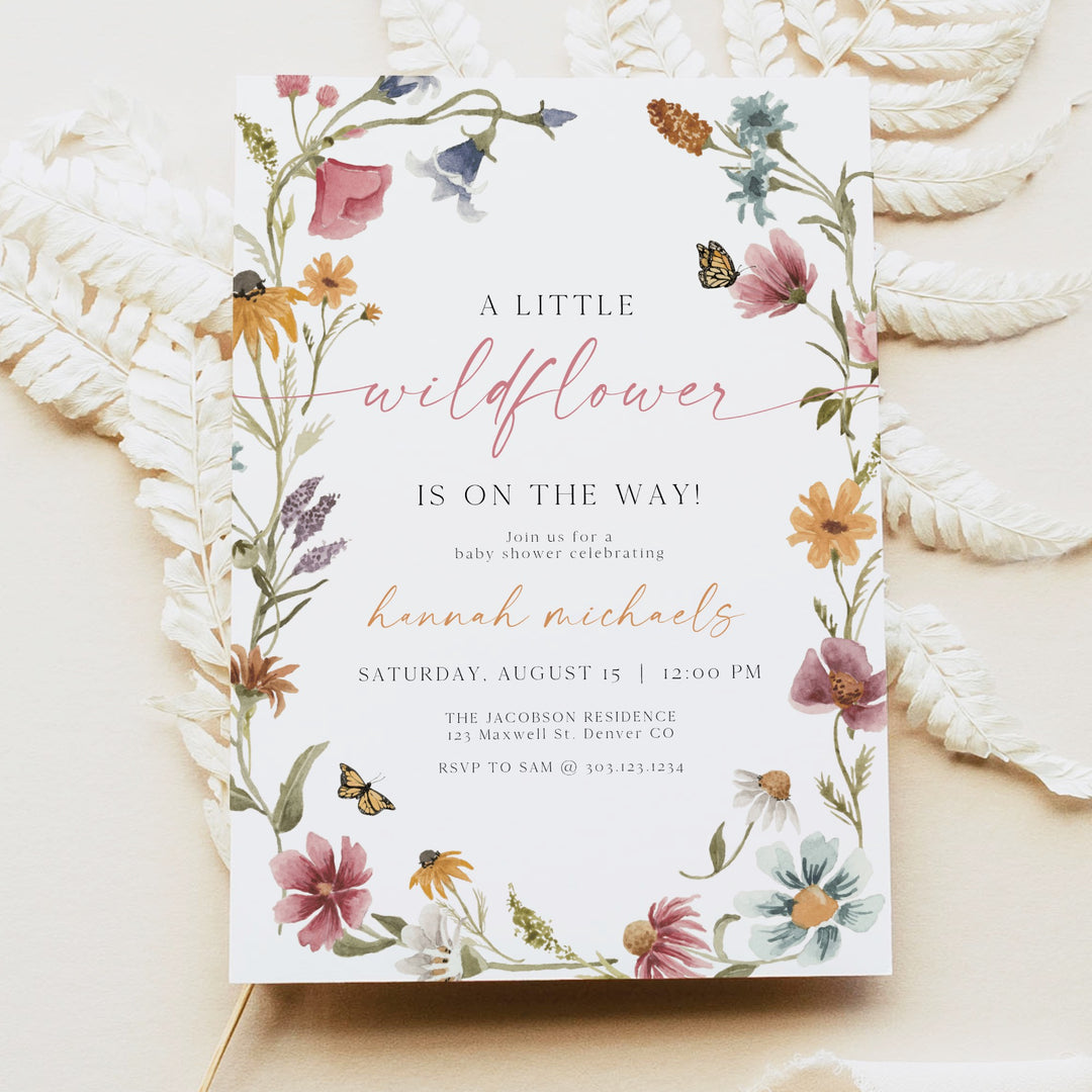 CAMILLA A Little Wildflower Floral Baby Shower Invitation Set