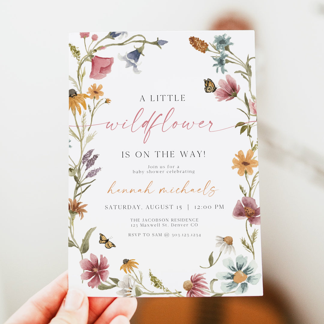 CAMILLA A Little Wildflower Floral Baby Shower Invitation Set