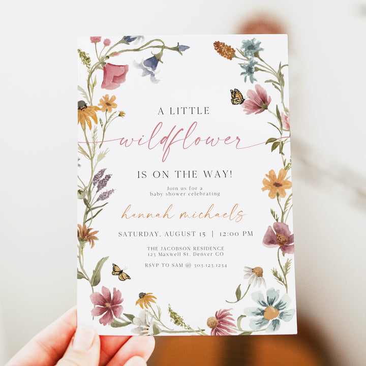 CAMILLA A Little Wildflower Floral Baby Shower Invitation Set