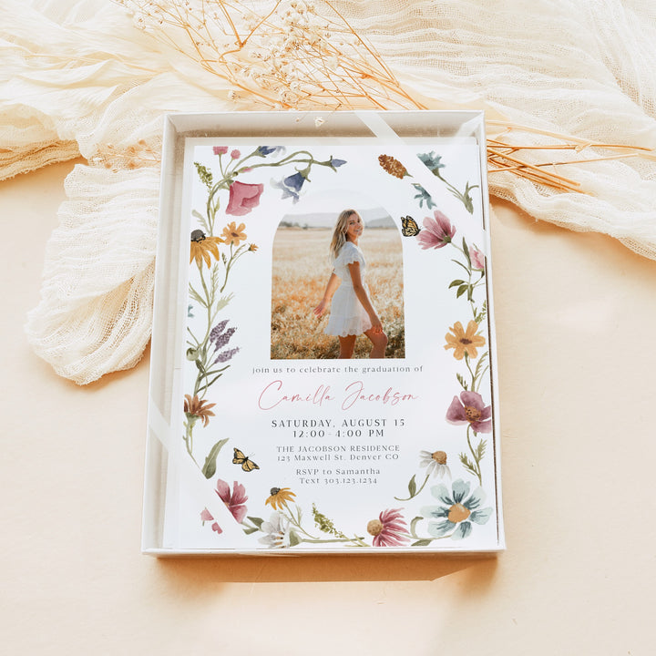 CAMILLA Wildflower Graduation Party Invitation with Photos