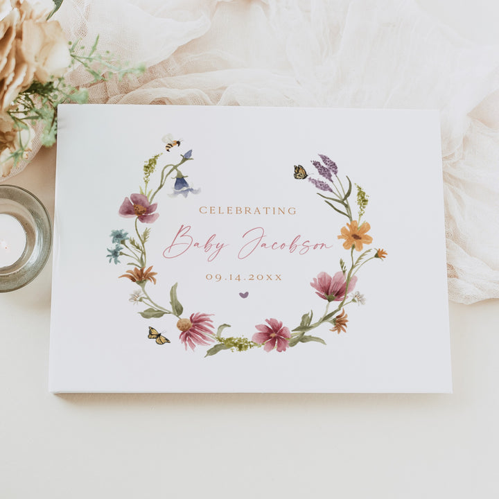 CAMILLA Wildflower Baby Shower Guest Book Keepsake