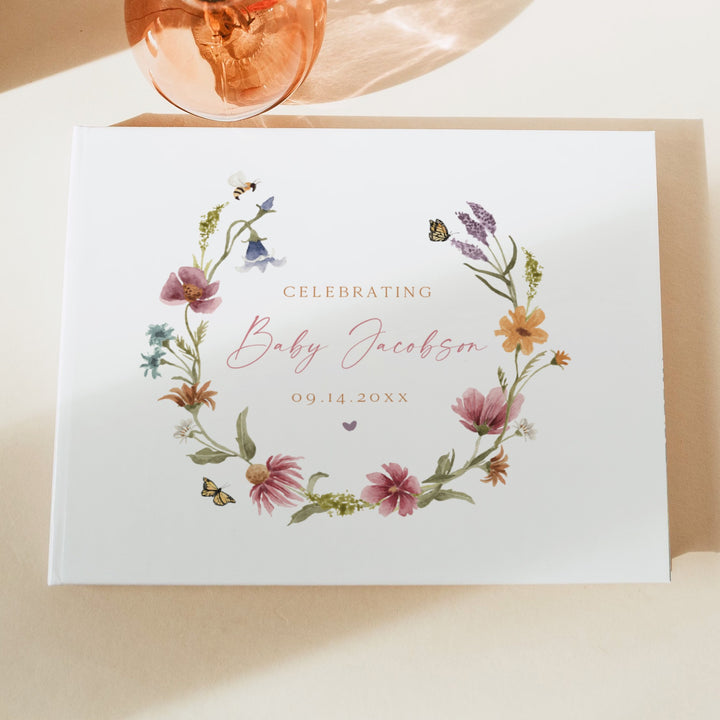 CAMILLA Wildflower Baby Shower Guest Book Keepsake