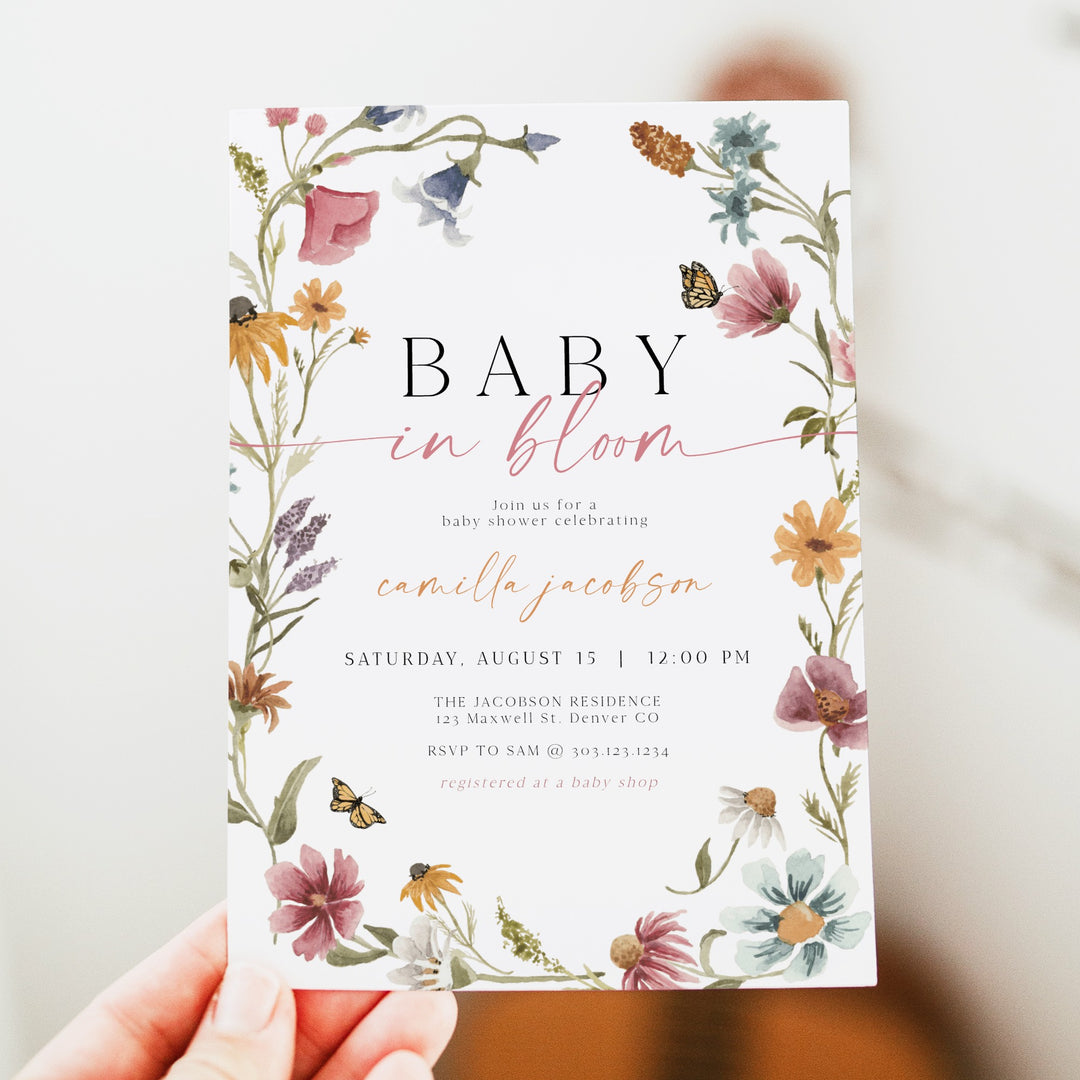 CAMILLA Wildflower Baby in Bloom Baby Shower Invitation
