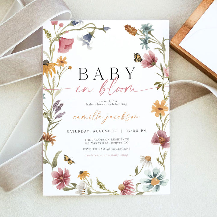 CAMILLA Wildflower Baby in Bloom Baby Shower Invitation