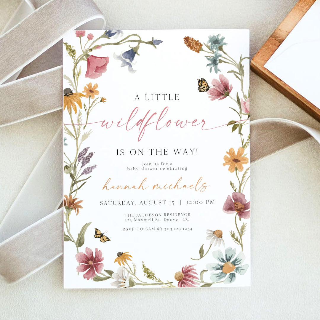 CAMILLA A Little Wild Flower Baby Shower Invitation