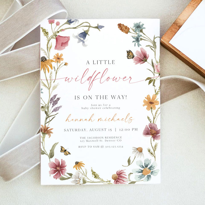 CAMILLA A Little Wild Flower Baby Shower Invitation