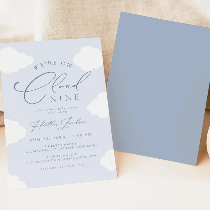 CAPRICE On Cloud Nine Blue Baby Boy Baby Shower Invitation Suite
