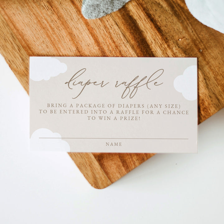 CAPRICE Cloud Nine Beige Gender Neutral Baby Shower Diaper Raffle Cards