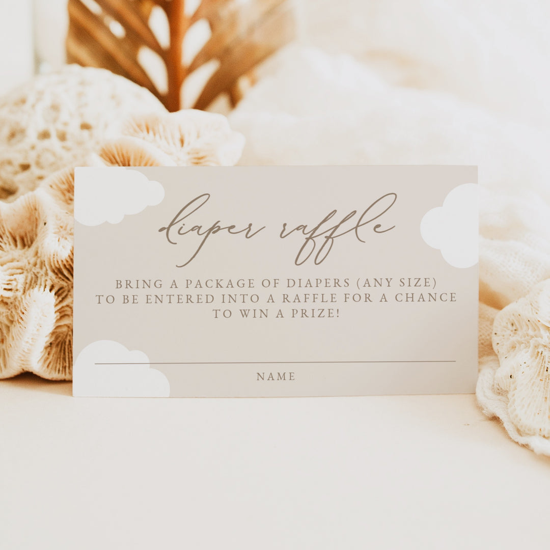 CAPRICE Cloud Nine Beige Gender Neutral Baby Shower Diaper Raffle Cards