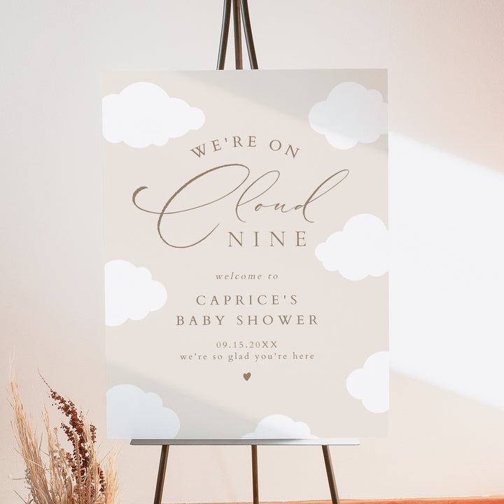 CAPRICE Beige On Cloud Nine Gender Neutral Baby Shower Welcome Sign