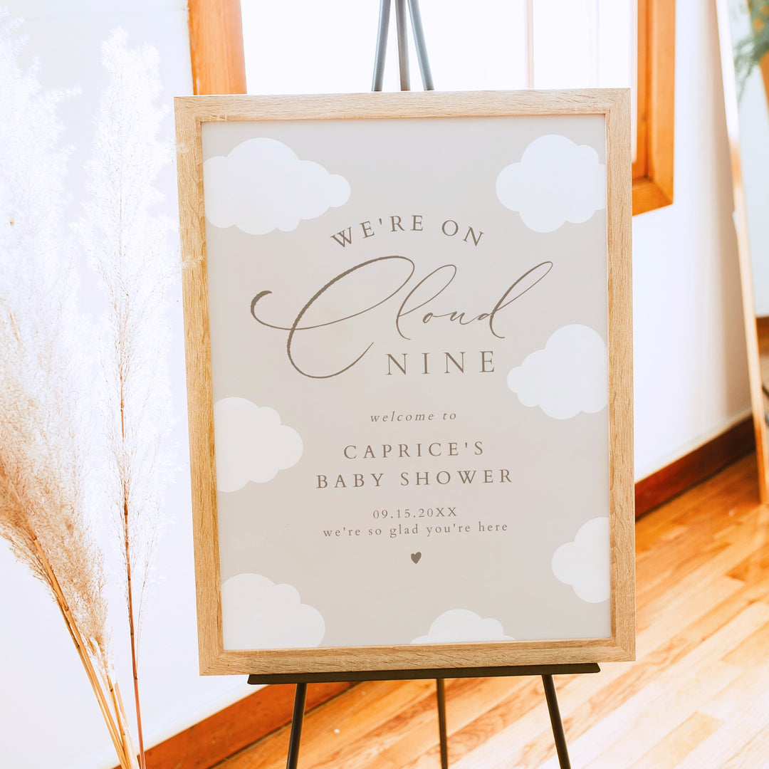 CAPRICE Beige On Cloud Nine Gender Neutral Baby Shower Welcome Sign