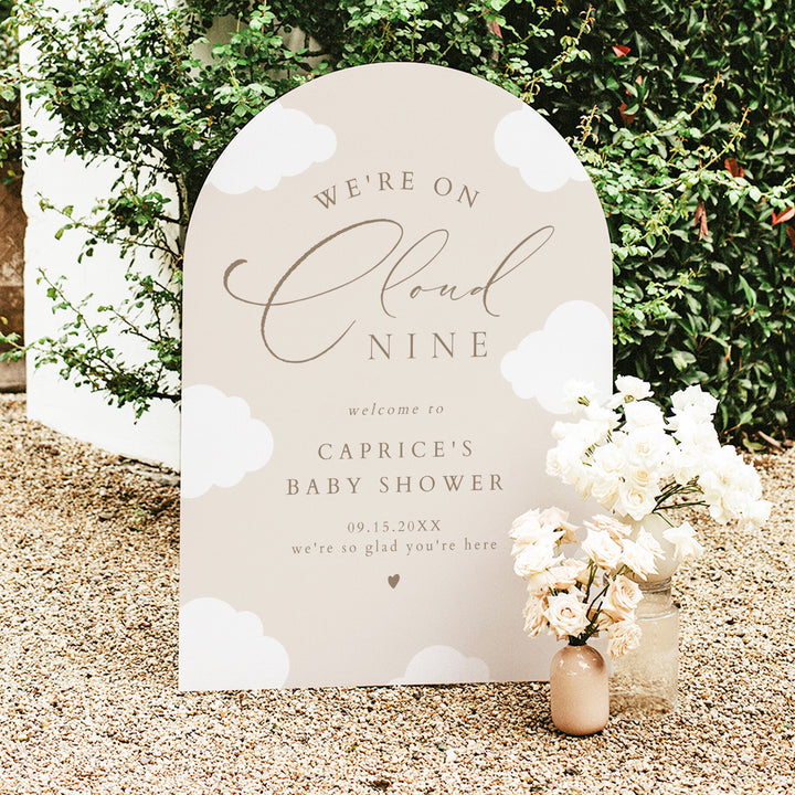 CAPRICE Beige On Cloud Nine Gender Neutral Baby Shower Welcome Sign