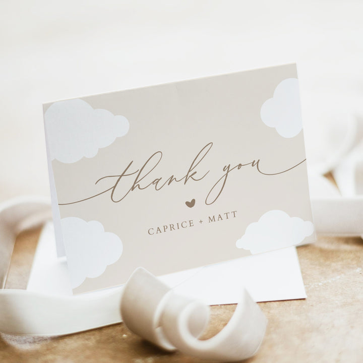 CAPRICE On Cloud Nine Beige Gender Neutral Baby Shower Invitation Suite