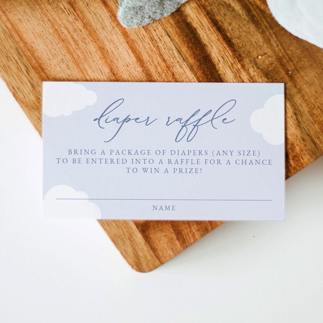 CAPRICE Cloud Nine Blue Baby Shower Diaper Raffle Cards