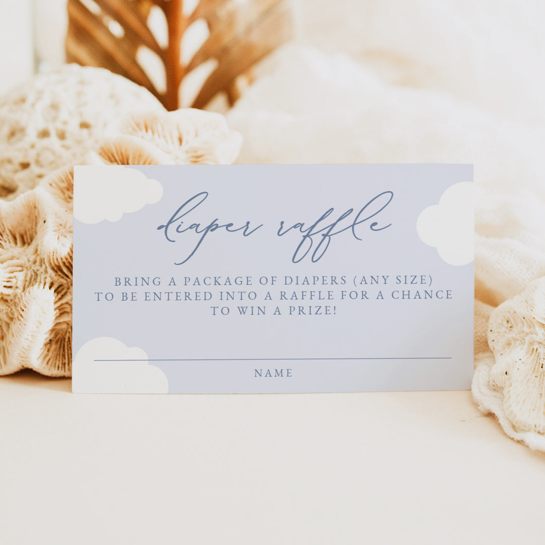 CAPRICE Cloud Nine Blue Baby Shower Diaper Raffle Cards