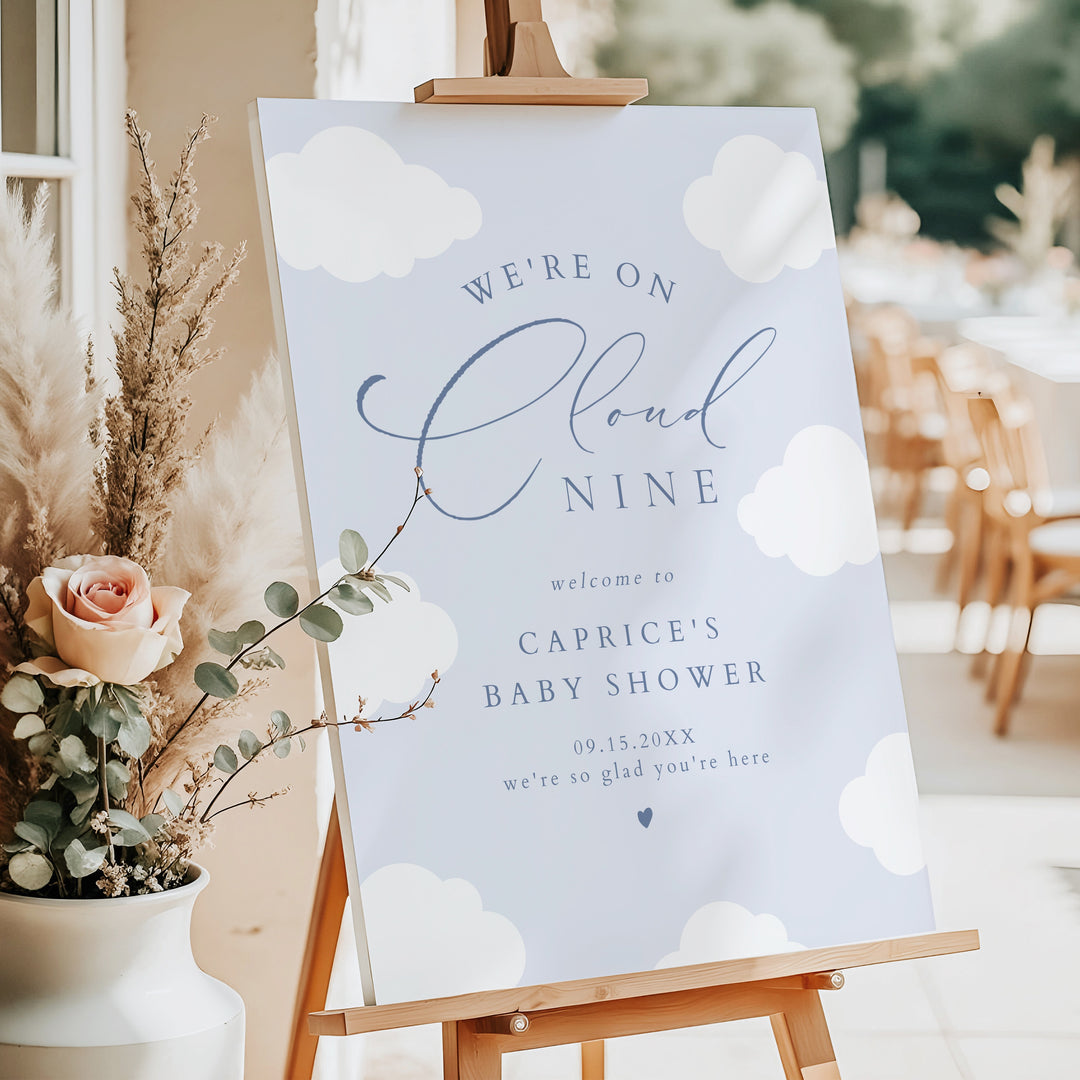 CAPRICE Blue On Cloud Nine Baby Boy Baby Shower Welcome Sign