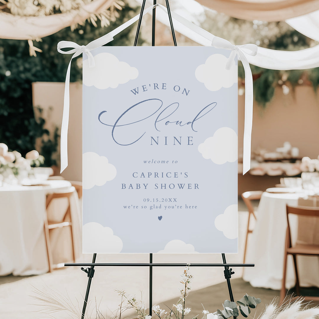 CAPRICE Blue On Cloud Nine Baby Boy Baby Shower Welcome Sign