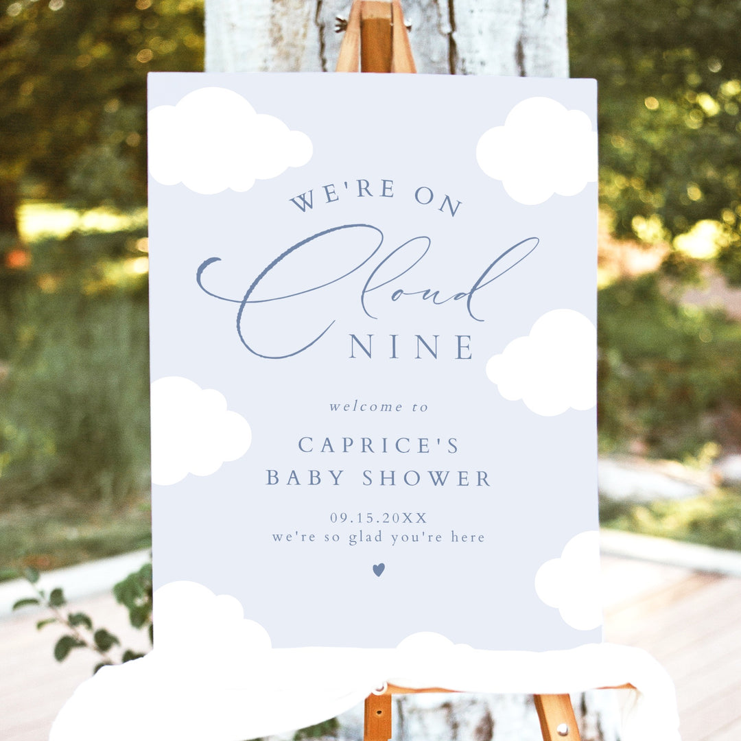 CAPRICE Blue On Cloud Nine Baby Boy Baby Shower Welcome Sign
