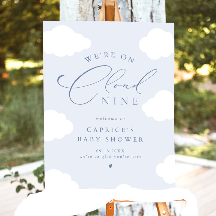 CAPRICE Blue On Cloud Nine Baby Boy Baby Shower Welcome Sign