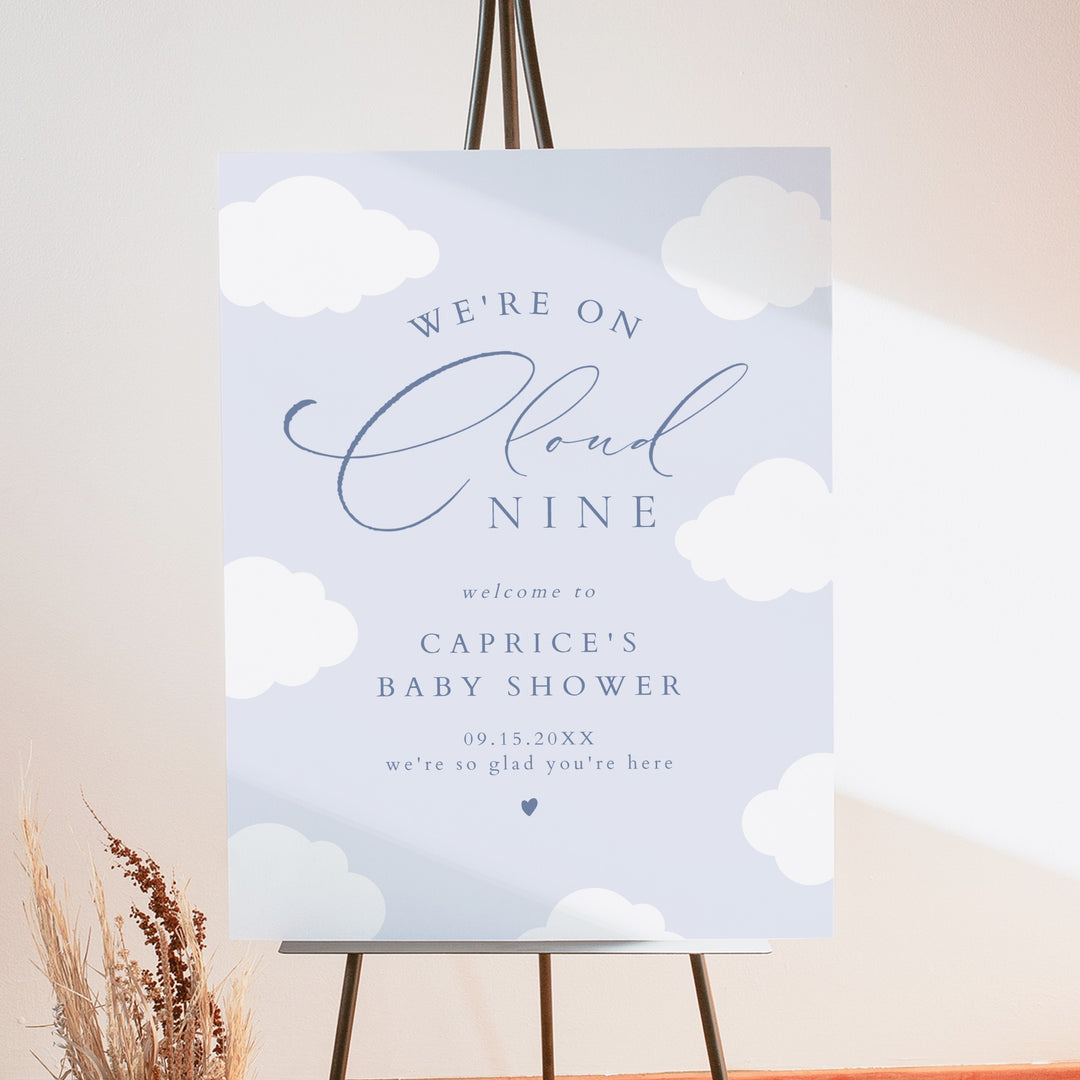 CAPRICE Blue On Cloud Nine Baby Boy Baby Shower Welcome Sign