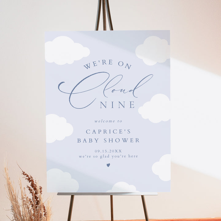 CAPRICE Blue On Cloud Nine Baby Boy Baby Shower Welcome Sign