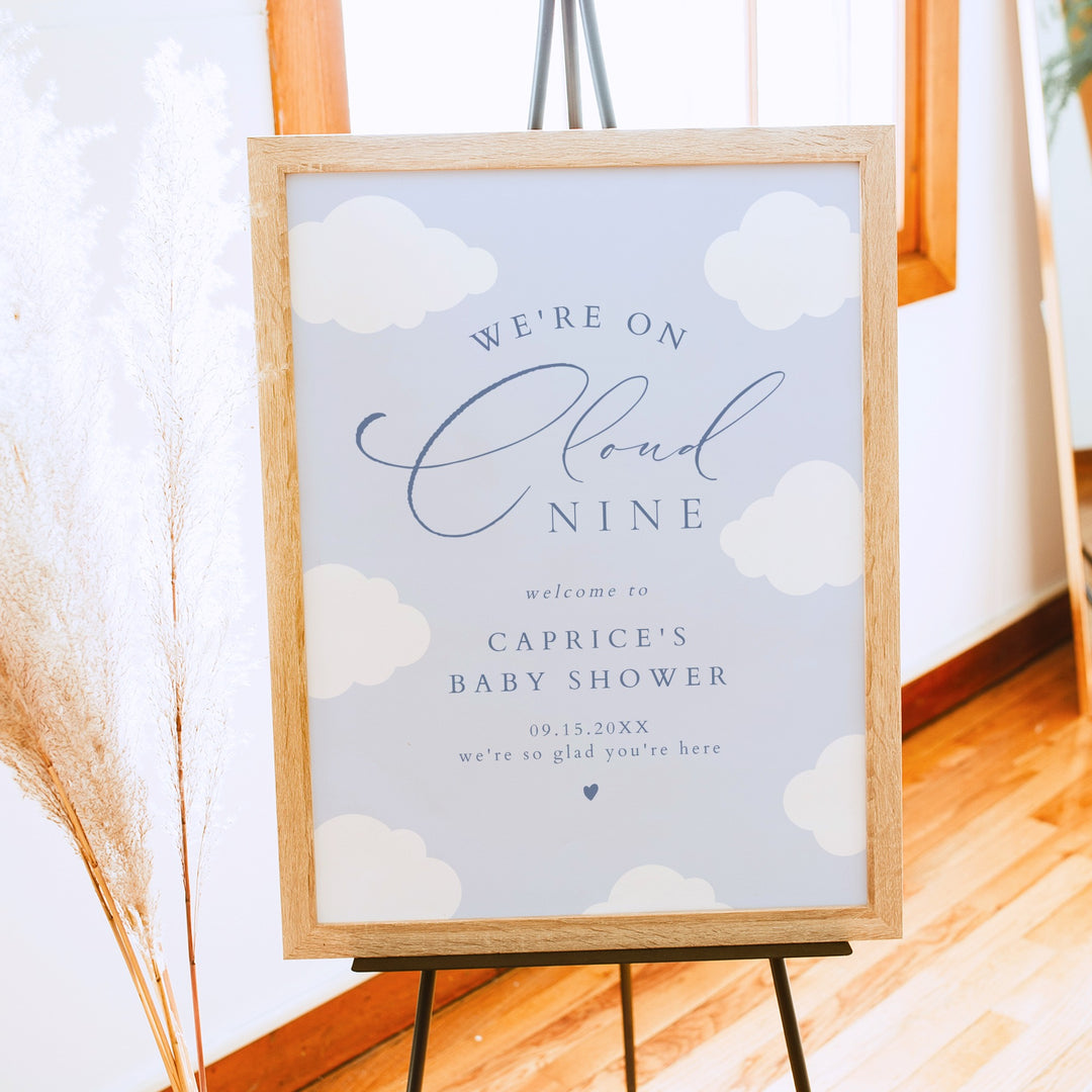 CAPRICE Blue On Cloud Nine Baby Boy Baby Shower Welcome Sign
