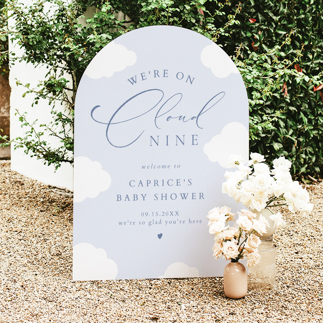 CAPRICE Blue On Cloud Nine Baby Boy Baby Shower Welcome Sign