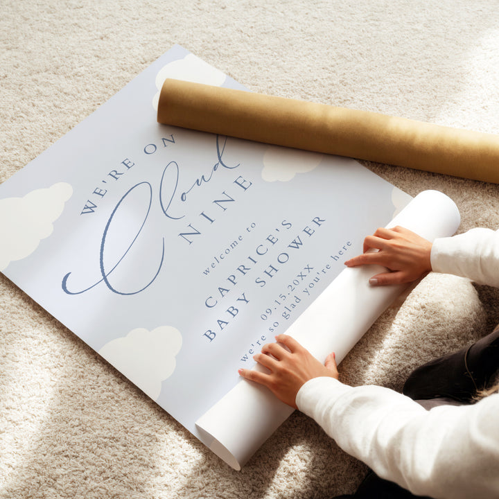 CAPRICE Blue On Cloud Nine Baby Boy Baby Shower Welcome Sign