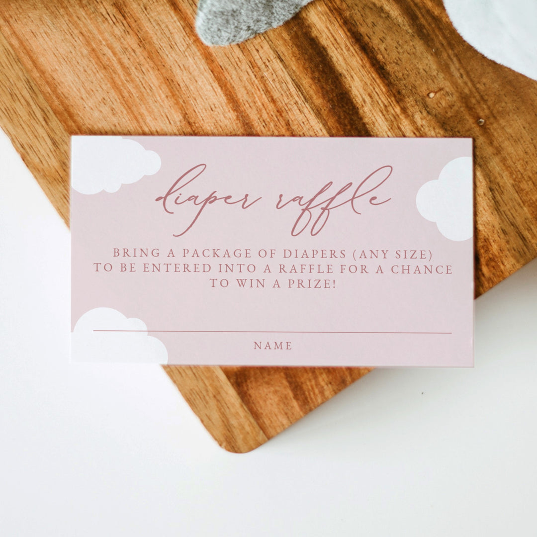 CAPRICE Cloud Nine Pink Baby Shower Diaper Raffle Cards