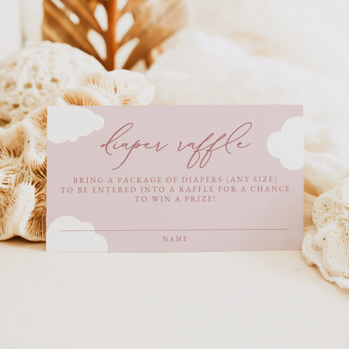 CAPRICE Cloud Nine Pink Baby Shower Diaper Raffle Cards