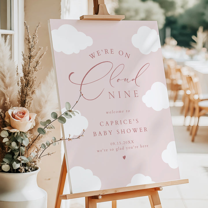 CAPRICE Pink On Cloud Nine Baby Girl Baby Shower Welcome Sign