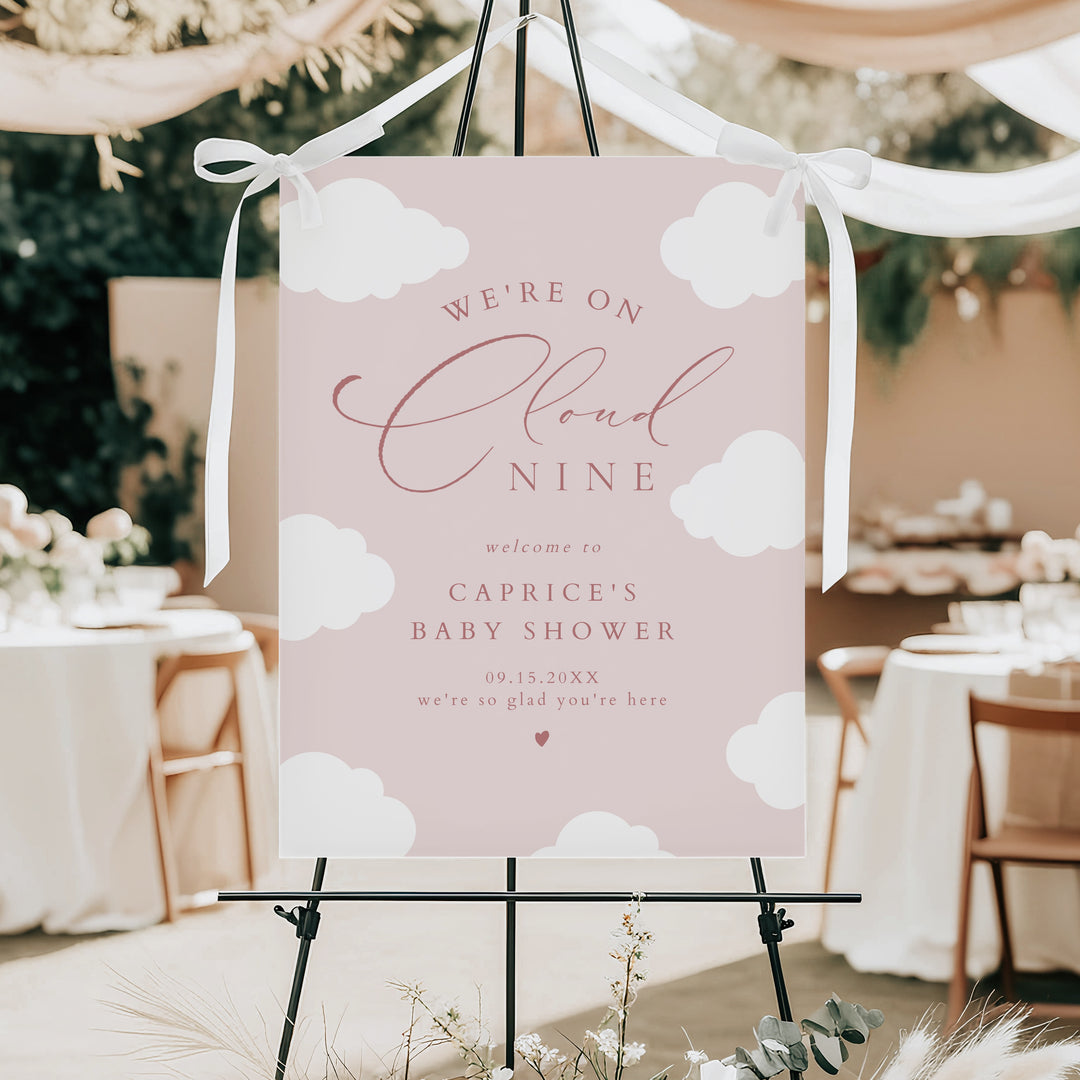 CAPRICE Pink On Cloud Nine Baby Girl Baby Shower Welcome Sign