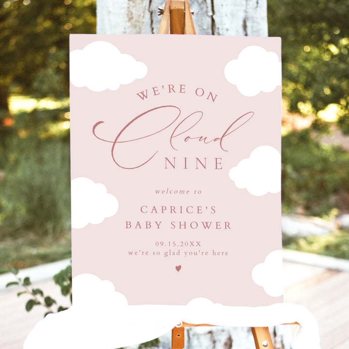 CAPRICE Pink On Cloud Nine Baby Girl Baby Shower Welcome Sign