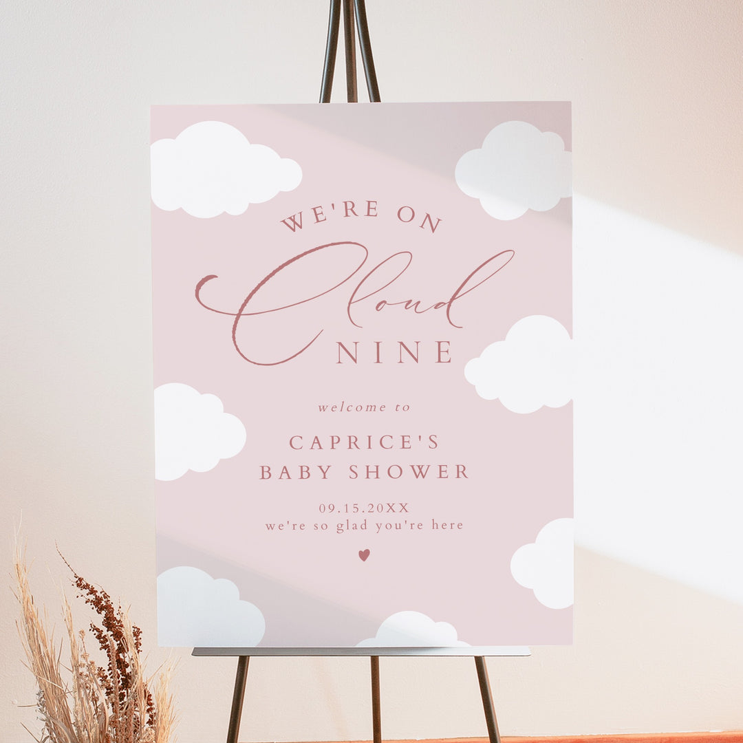 CAPRICE Pink On Cloud Nine Baby Girl Baby Shower Welcome Sign