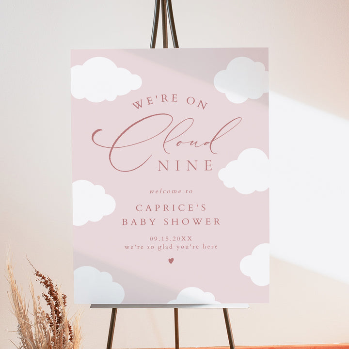 CAPRICE Pink On Cloud Nine Baby Girl Baby Shower Welcome Sign