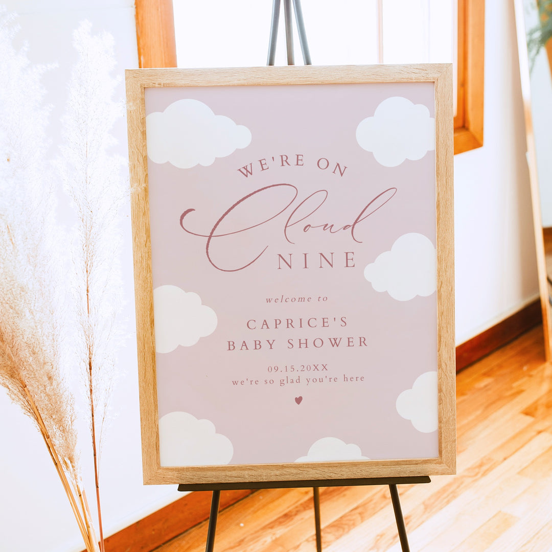 CAPRICE Pink On Cloud Nine Baby Girl Baby Shower Welcome Sign