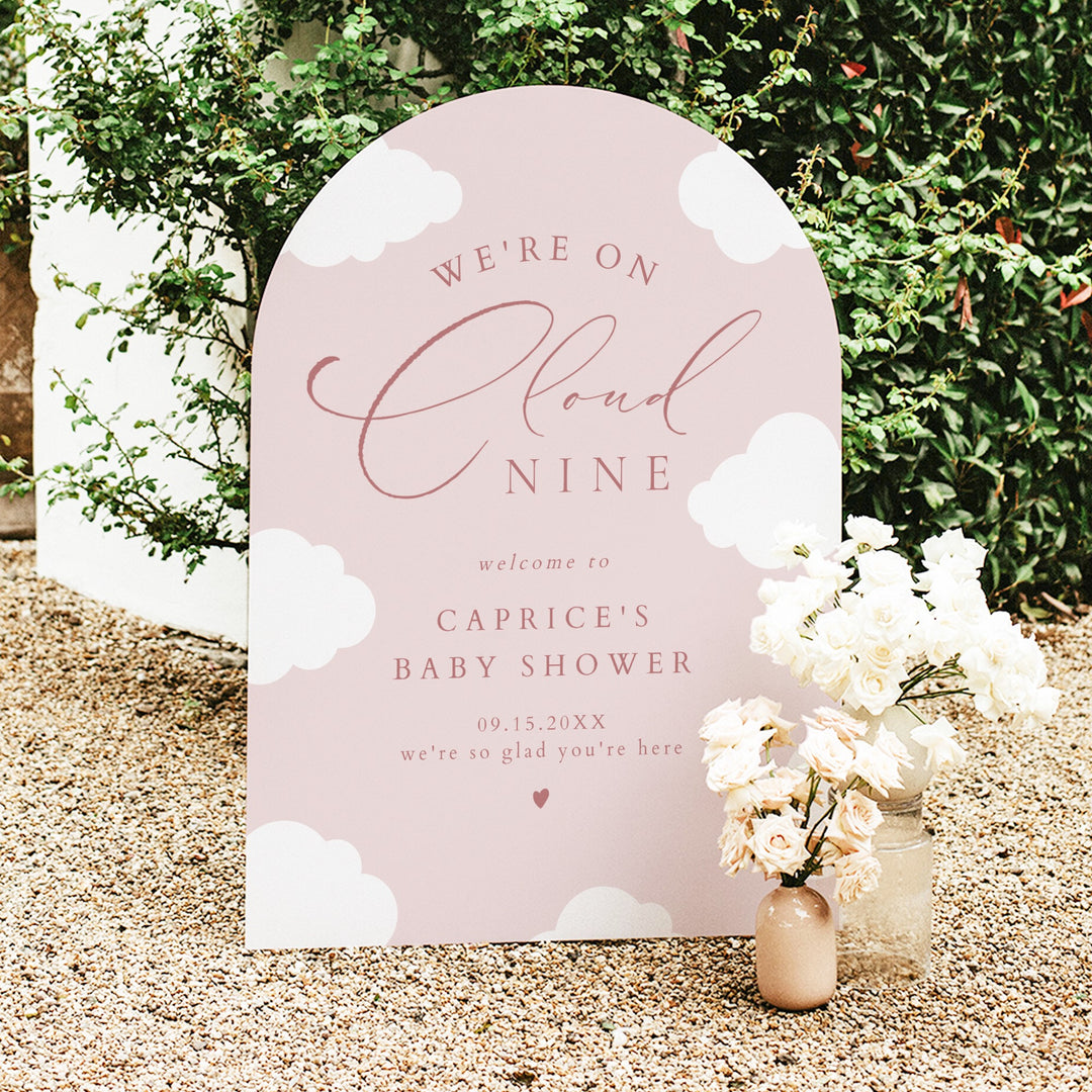 CAPRICE Pink On Cloud Nine Baby Girl Baby Shower Welcome Sign